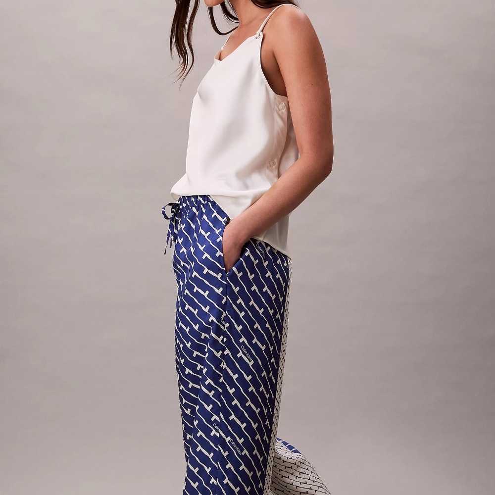 Calvin Klein Women's Printed Twill Wide-Leg Pants Sz XL